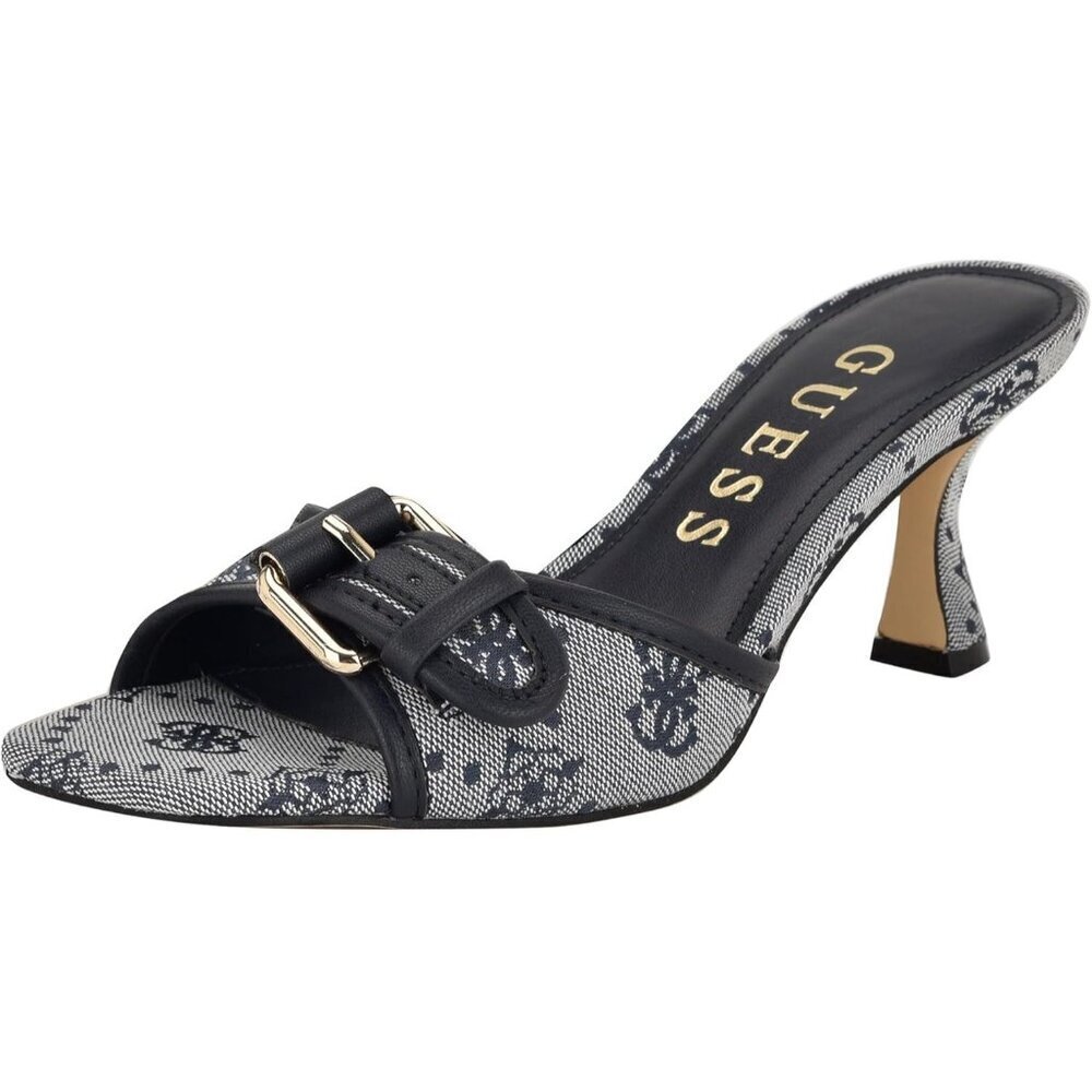 🆕Women's Dista Heeled Sandal Dark Blue Faux Leather Logo 401 - Elegant & Chic